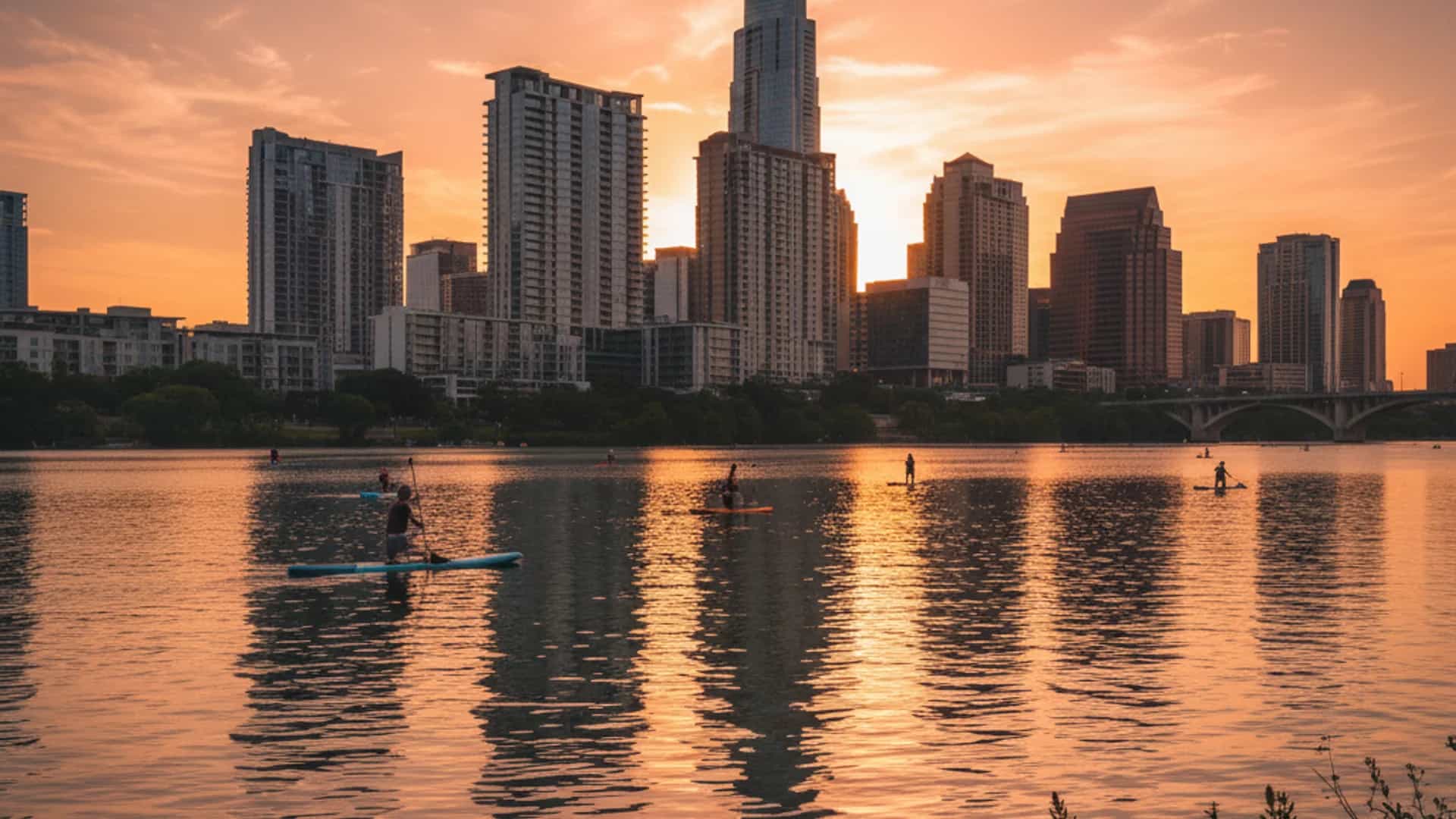 Austin sunset from Lady Bird Lake